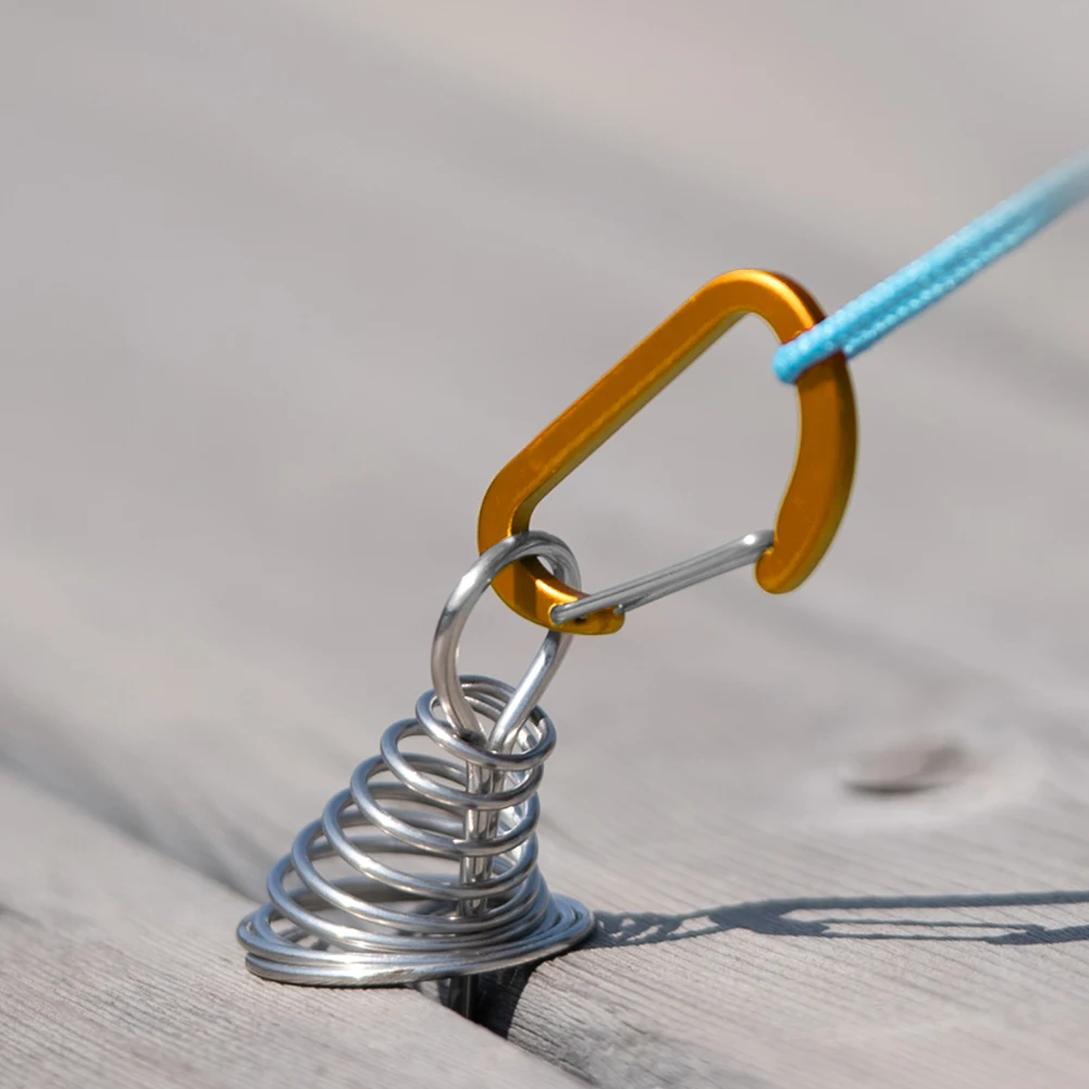 1Pcs Spring Octopus Deck Peg with Carabiner Hook Durable Rope Buckle Tent Hook Board Peg Camping Hiking Wholesale