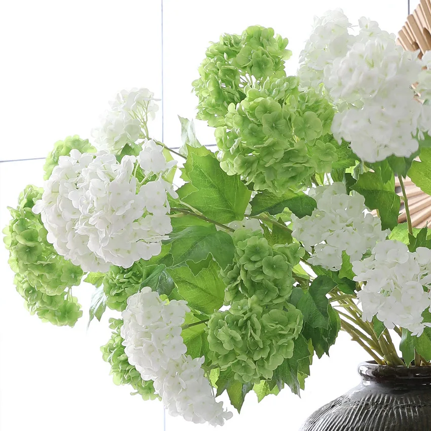 Wholesale artificial 2 heads hydrangea real touch hydrangea for home party decoration