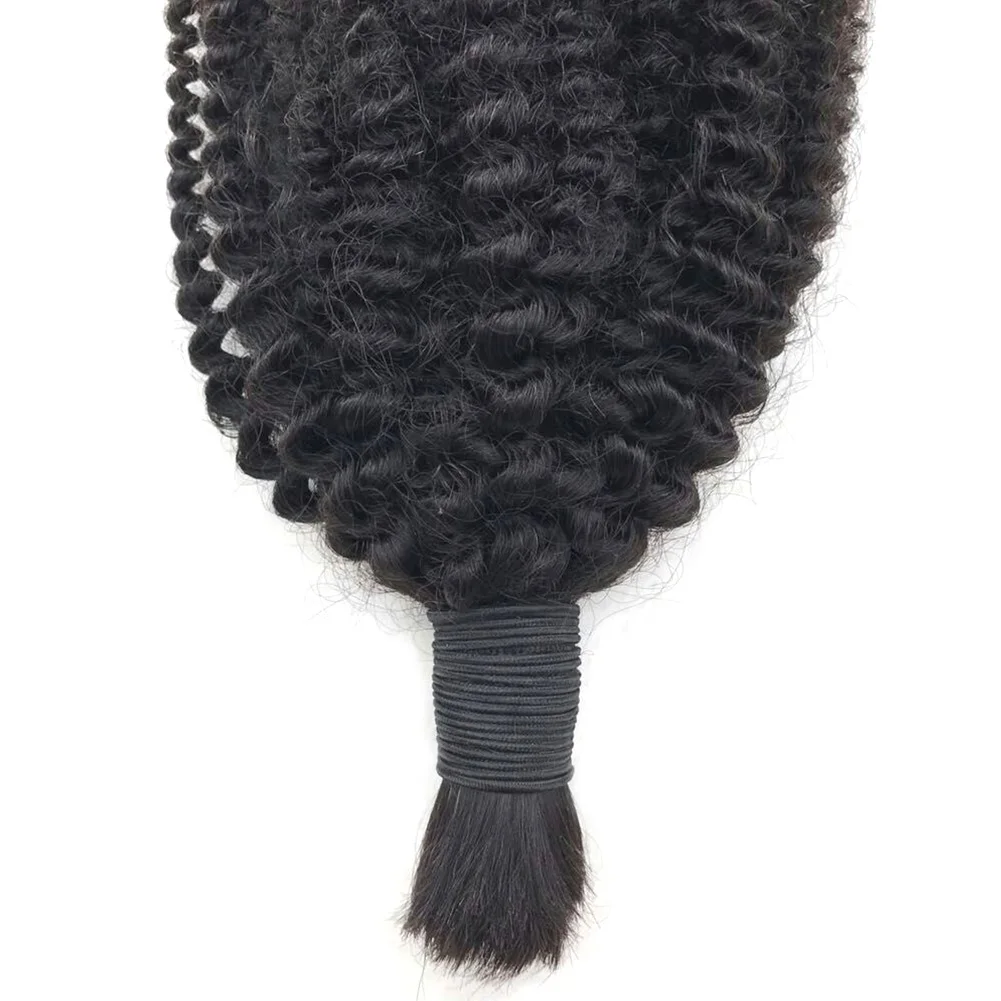 FDshine Afro Kinky Curly Mongolian Hair Bulks Virgin Braiding Hair Bulk Extensions No Weft Natural Color