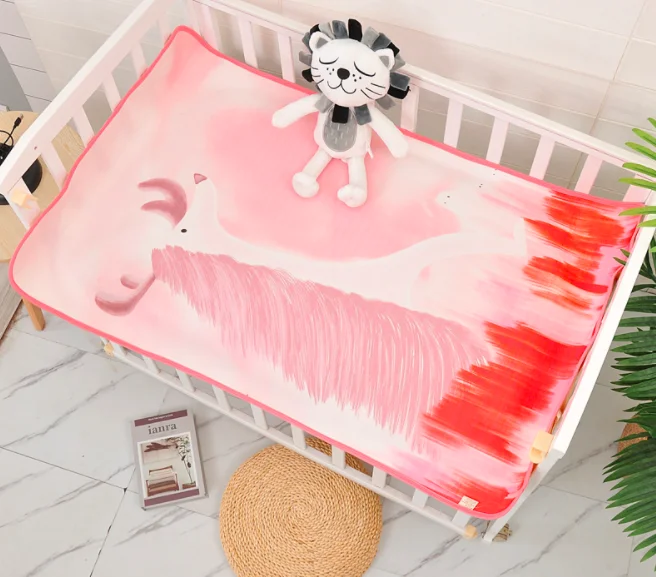 
Hot sale Cute manufacturer Summer kids children baby breathable rollable cooling bed ice silk bed set mat 