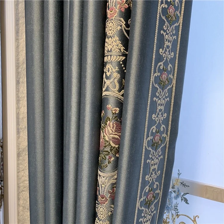 Eco-friendly Italy Pattern Colorful Stylish Newest Embroidery European Blackout Velvet Curtain Fabric
