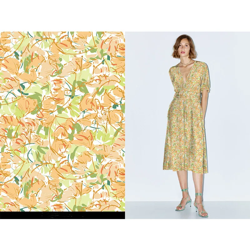 Wholesale Recycled Digital Printing Printing Milk Silk Small Floral Spring and Summer Polyester Fabric for Bedding