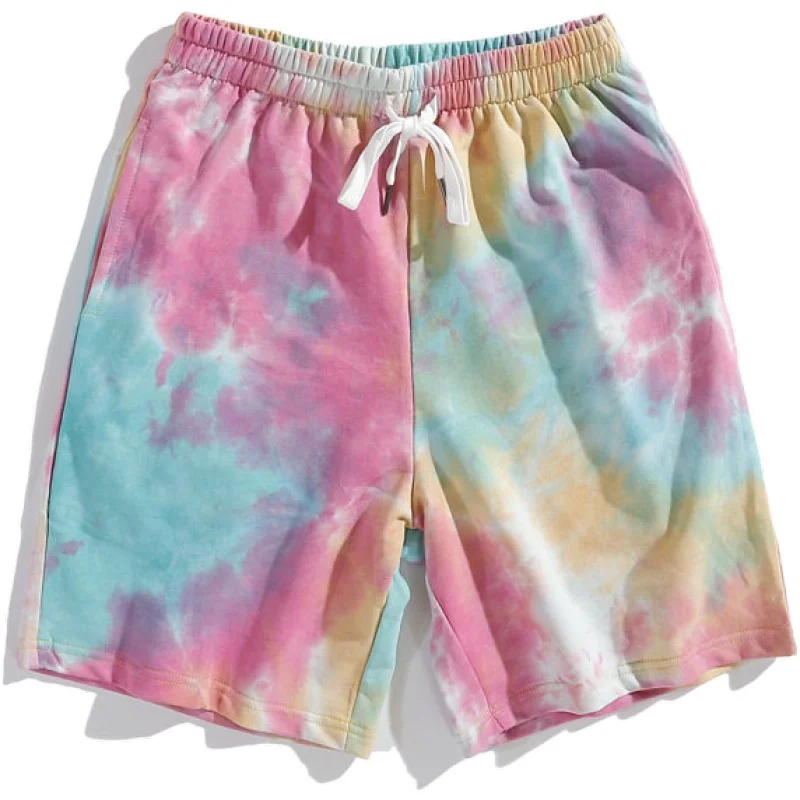 Wholesale loose  comfortable Mens 100%Cotton French Terry Casual Shorts Tie Dye Shorts Mens Shorts