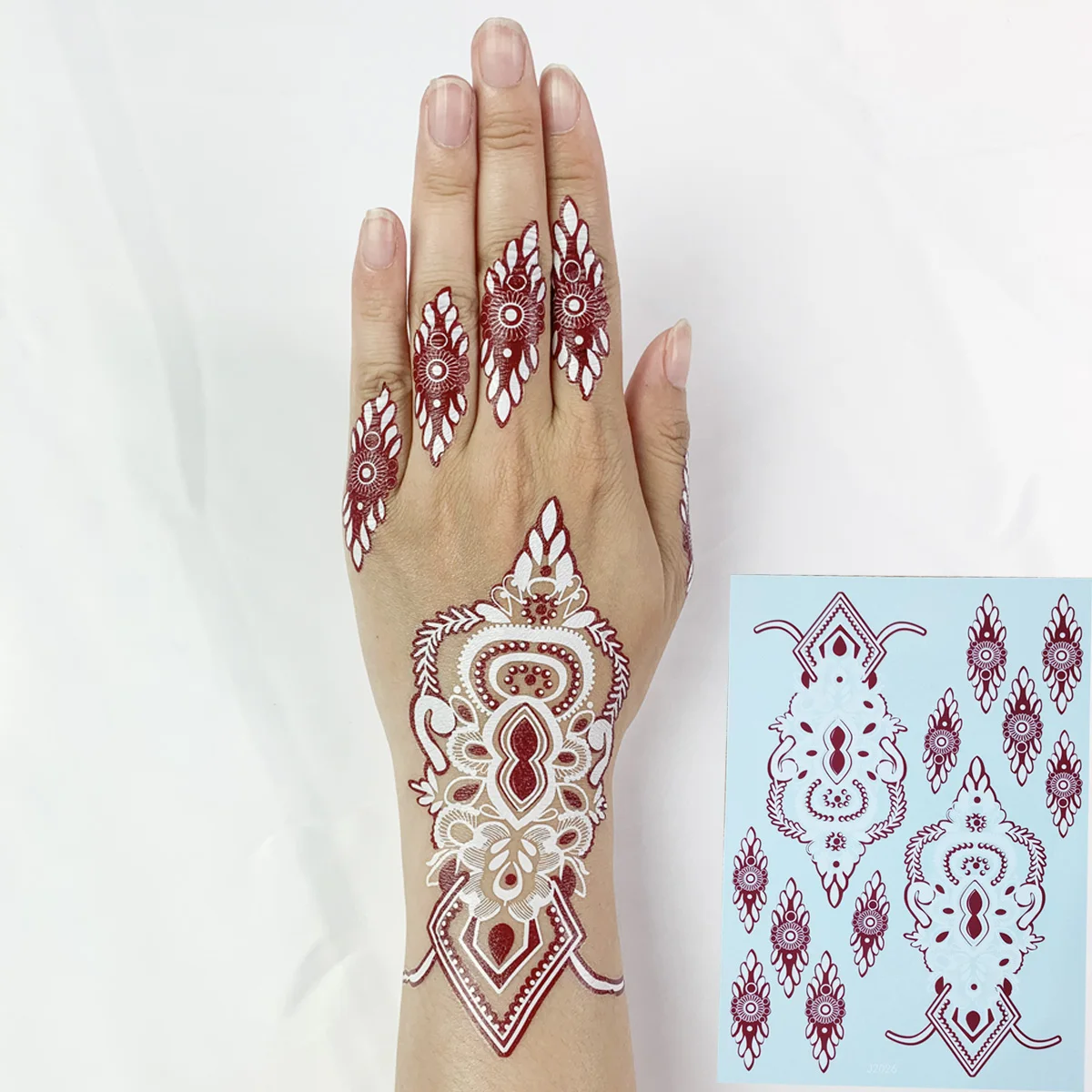 OEM Fashionable Disposable beauty products Body Painting Semi Permanent 3D Disposable Waterproof Lace Henna Tattoo Stencils Hand