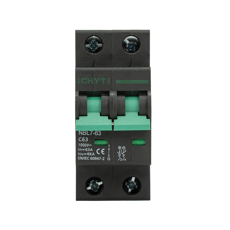 CHYT 600V 500V 63A 32A 25A 2pole 2p Mini Electrical MCB DC Circuit Breaker For Solar System Breaker 1000v