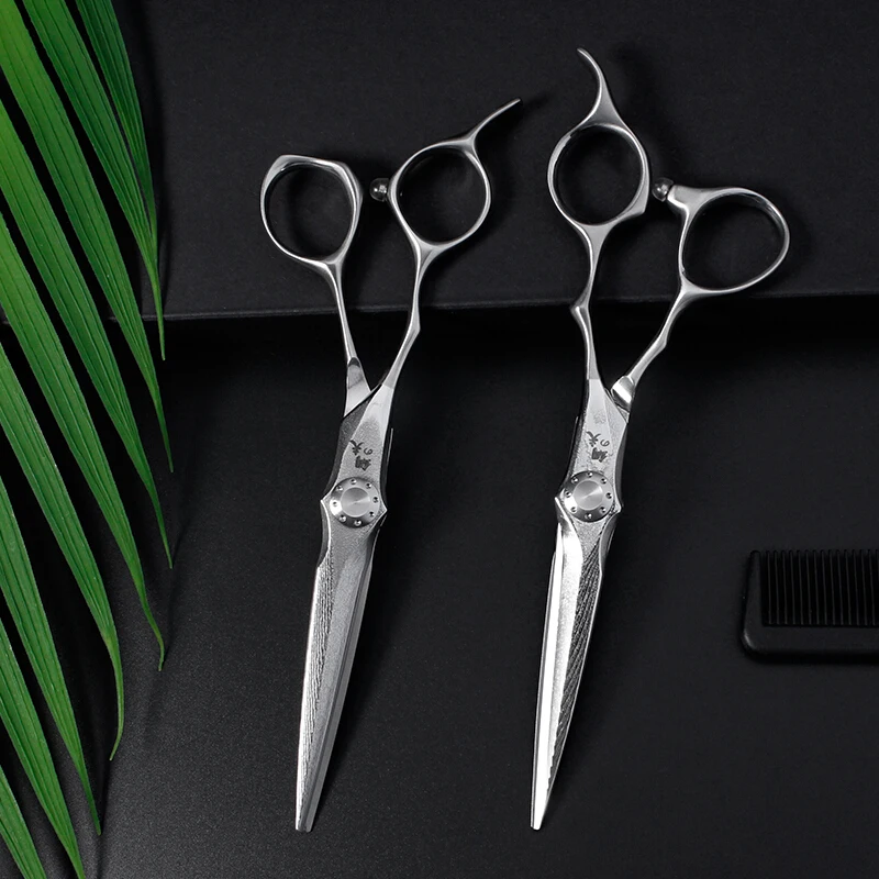 KUNGFU Factory Damascus Steel Direct Sale Left Hand Hair Dressing Scissors Barber Shear Hair Cutting Scissors