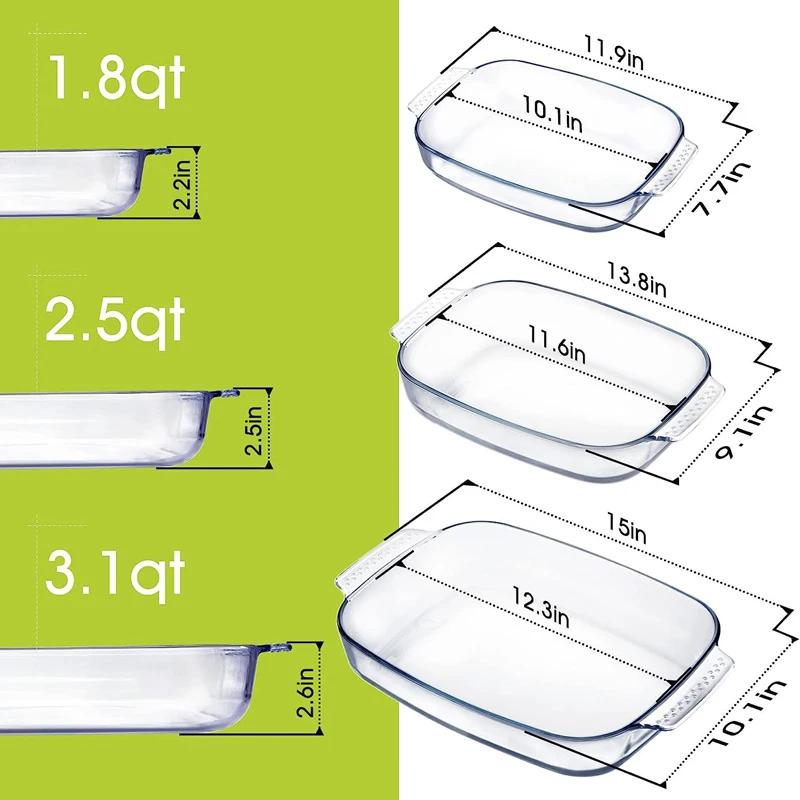 IKOO Прямоугольные Стеклянные Формы для выпечки с ручками приготовления пищи