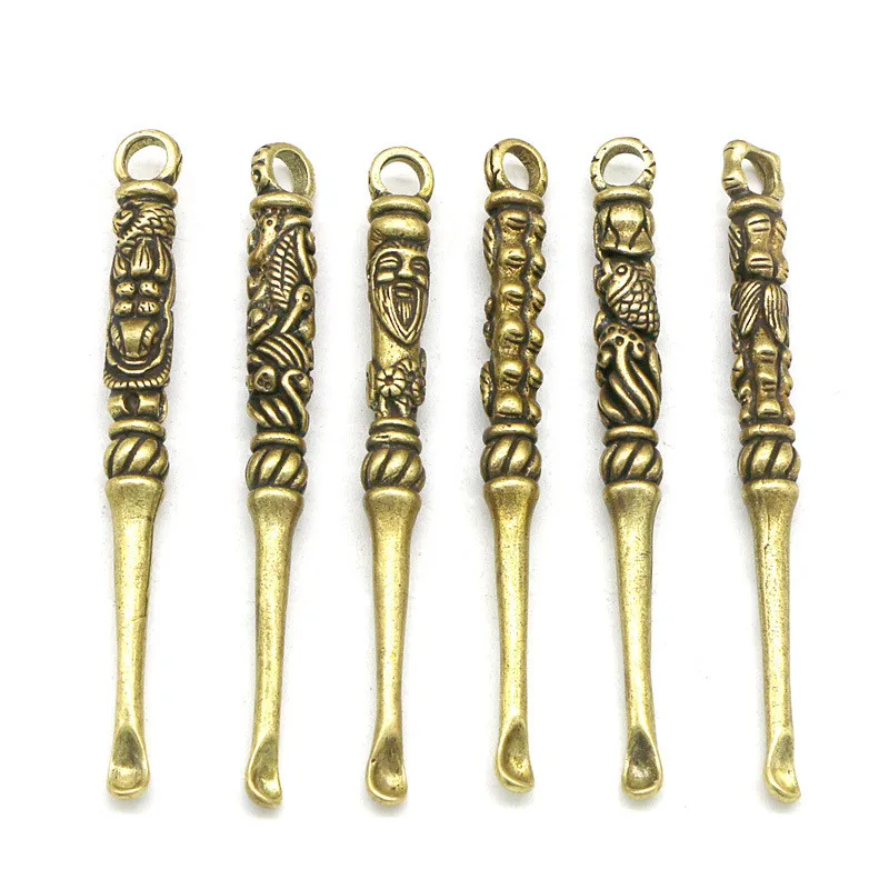 Custom brass crafts brass zodiac digging dragon ear spoon zodiac dragon pendant jewelry