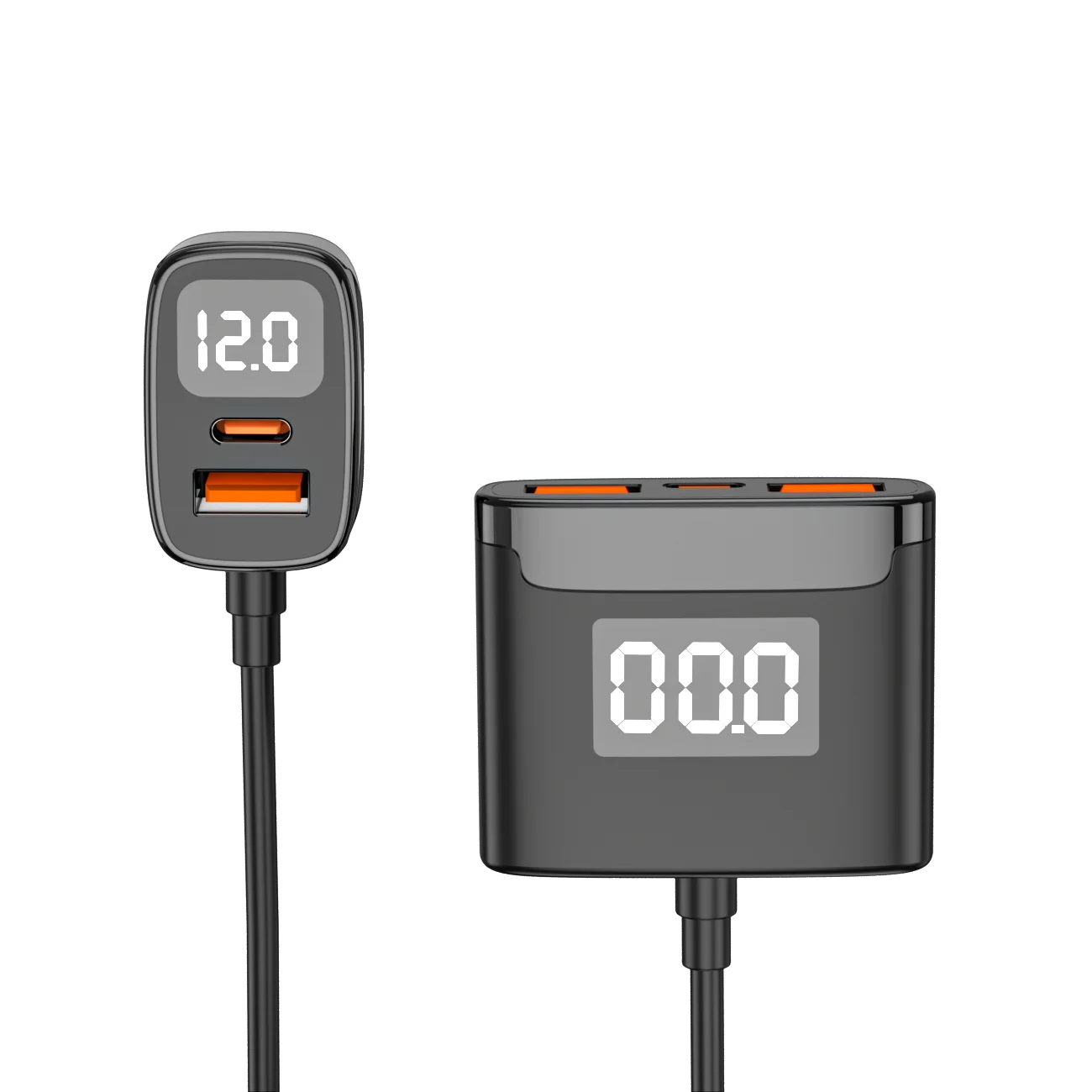 5-in-1 Super Fast Car Charger 78W USB C Car Charger LED Voltage Display PD 3.0/QC 4.0/3.0/PPS Type C Multi Car Charger Extension
