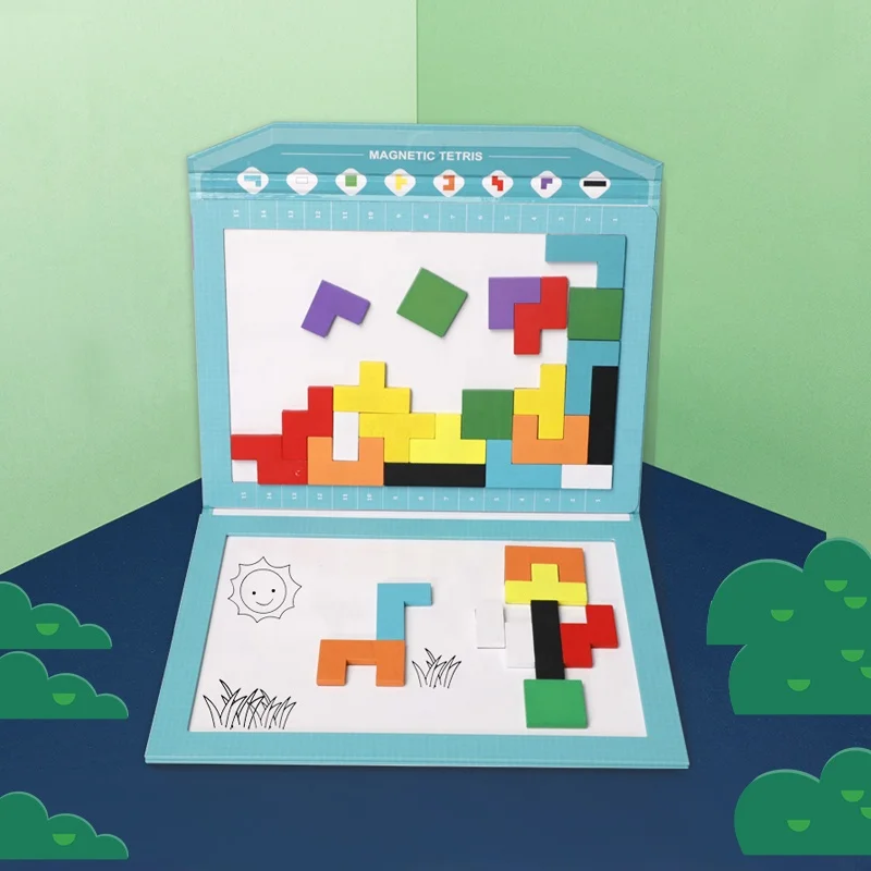Factory Wholesale Tetri Puzzle Game Educational Toy Wooden Brain Blocks Puzzle For Kids