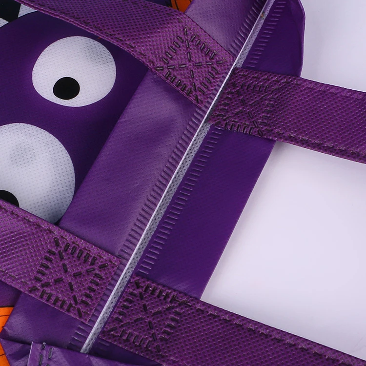 Laminated non-woven shopping bag with halloween themed pattern to customize the logo you need