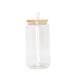 Hot Sale USA Warehouse Stocked 12oz 16oz Sublimation iced coffee beer soda can Glass Cups  With bamboo lid and straw