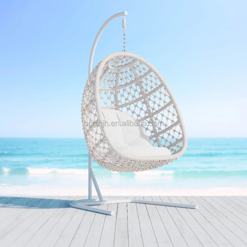 Alluring exquisite plain color outdoor furniture rope strong weighing ability luxury hanging swing chair