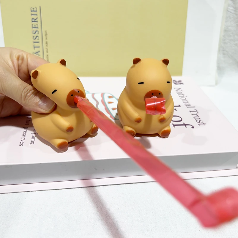 CXL Creative Party Favor Novelty Relief Squeeze Toys Funny Gifts for Kids Stress Capybara Toys Tongue Sticking Out Sensory Toys