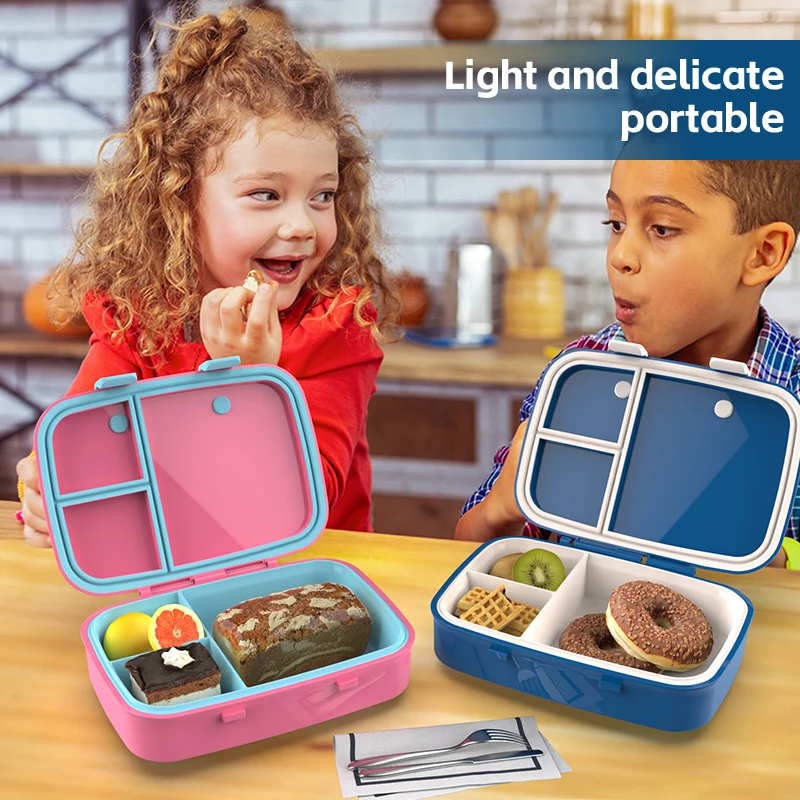 Aohea Plastic Bento Box 3 Compartment Children Kids School Lunchbox Heater Smart Lunch Box