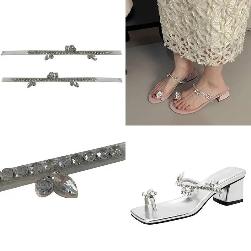 Rhinestone Shoes Vamp Sandals Upper Decorative Strip shoe decorative Accessories for women