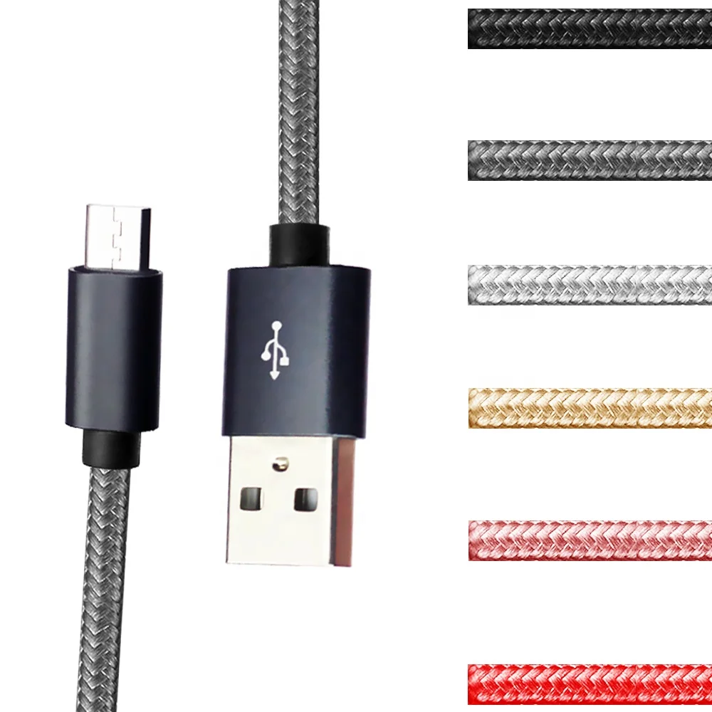  WIK-YT Wholesale 1M 2.1A Nylon Braided Charging Colored Phone Charger Cord Micro One Shave
