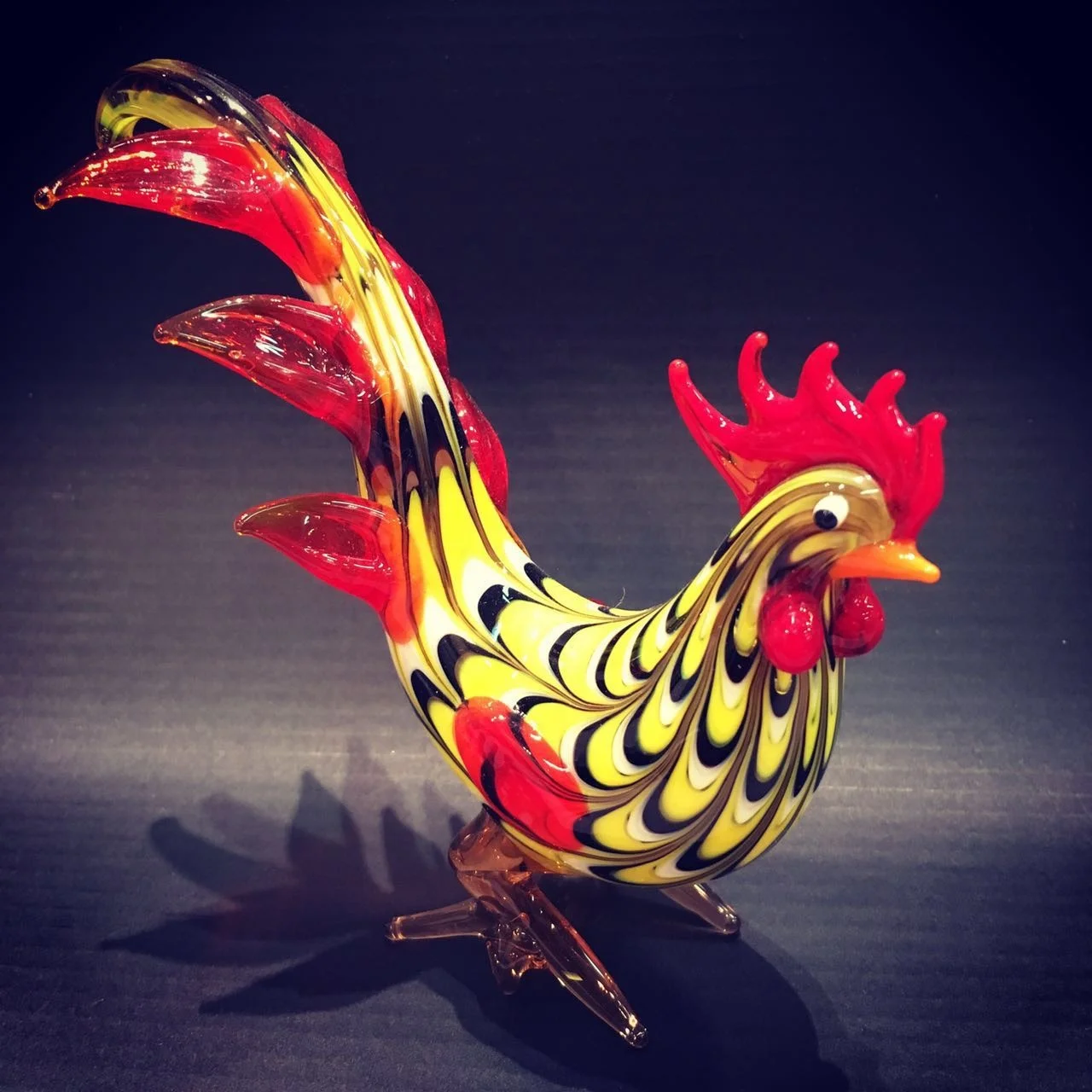Funny creative gifts animal figurines rooster murano glass