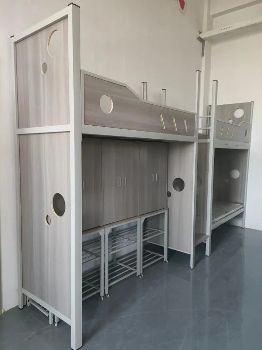 home furniture customized bedroom 3 persons metal adult bunk bed with cabinet wardrobe desk metal wood full loft bed for kid