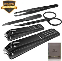 Professional Manicure Set Leather Beauty Tools 7 Pcs Manicure Set Black Stainless Steel Gift Luxury Men Pedicure Manicure Set