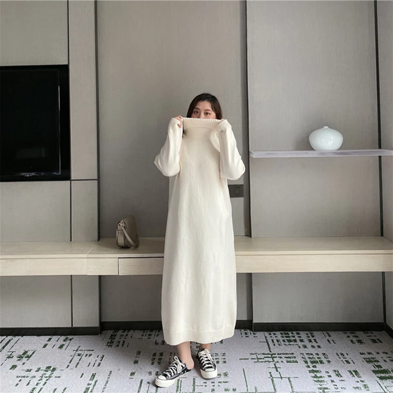Winter 2020 standard pullovers for women long knitted sweater dress for women custom plus size sweater