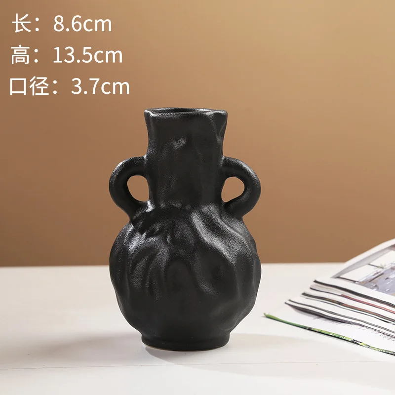 Nordic White Ceramic Vase Set of 3  Mini Porcelain Table Vase Modern Black Flower Vase Home Decor