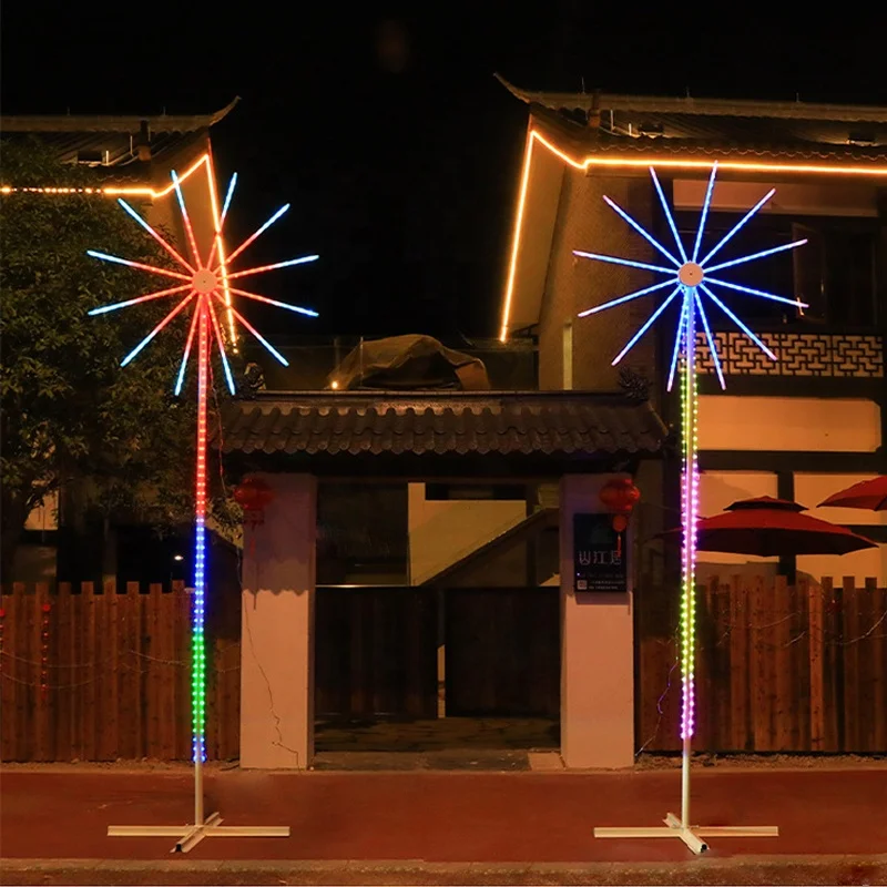 Outdoor LED Fireworks Strip Light Sound Recognize Music Rhythm Activated Digital IC Control House Party Decor Light