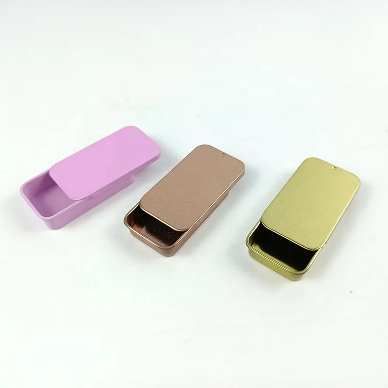 Fancy Customized Colorful Square Empty Metal Tin Plate Cans Sliding Lid Small Gift Iron Box (NIR13)