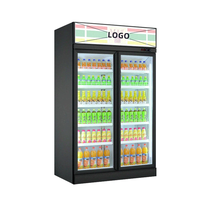 MUXUE Doors Cola Fridge Display Refrigerator Commercial Refrigerator Drinks Cooler -black MX-YLG1250F-T Two Glass Black Ce R134a