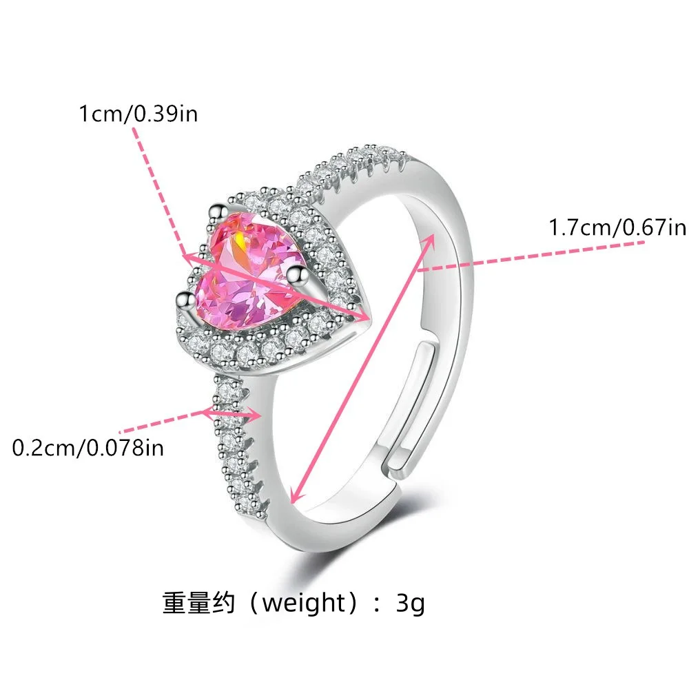 Heart Shaped Ring With Pink Diamond,Opening Design Fashionable Suitable Ring For Wedding Or Daily Wear