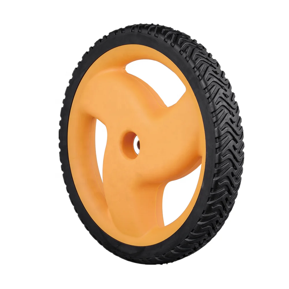 Semi-pneumatic rubber wheel 12 inch lawn mower drive wheel for lawn mover, lawnmover, lawn spearder, sweeper
