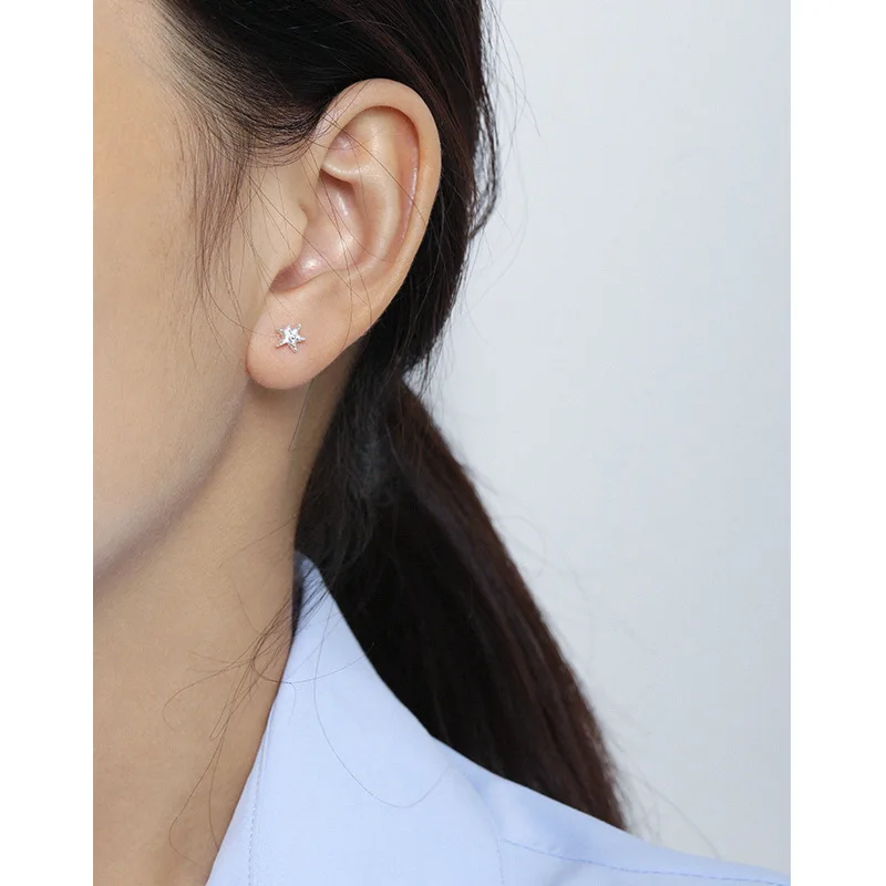 helix cartilage conch tragus 18K Gold and Silver Screw Back Earrings Star Ball Screw Back Stud Earrings