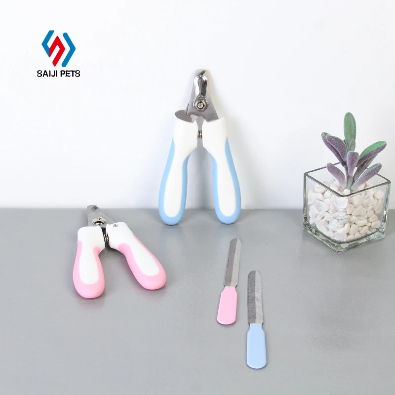 Saiji new arrival small animal grooming tool stainless steel painless cat pet dog nail file and clipper