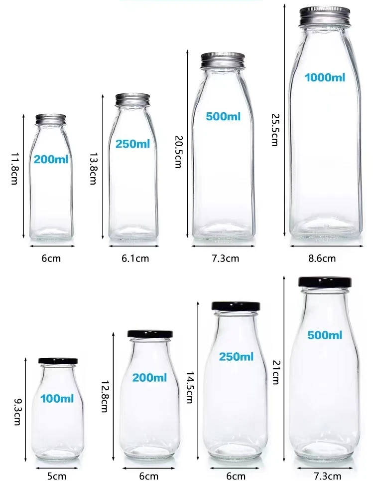 China Made 1000 Ml Clear Round Dorica Milk Beverage Juice Glass Bottle Botella De Vidrio 1 L For Home