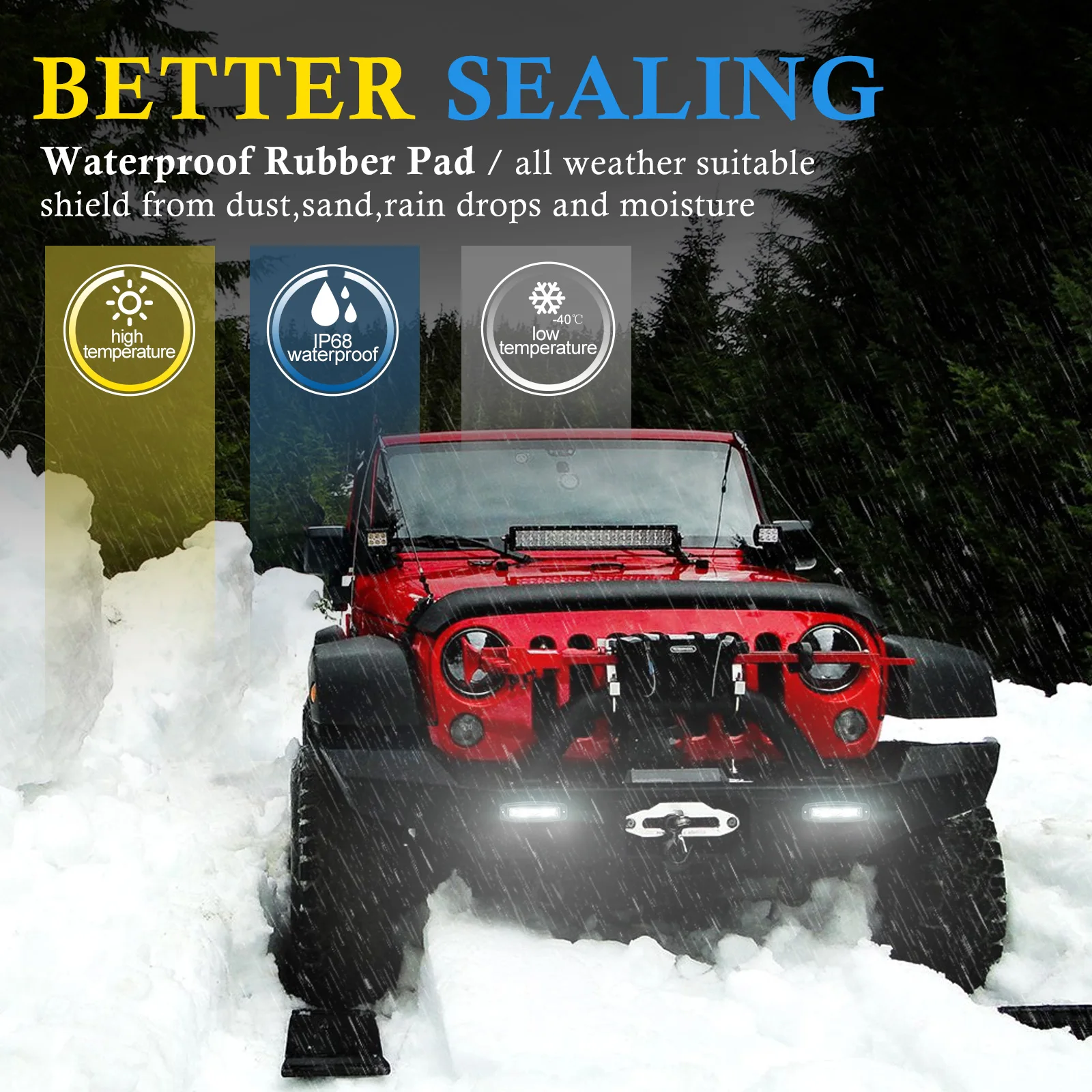 FIERYRED Ip68 Waterproof 12v Bumper Amber 7' Inch Led Spot Light Offroad Truck Vehicle Spotlight Spot Beam 4x4 Led Work Lights