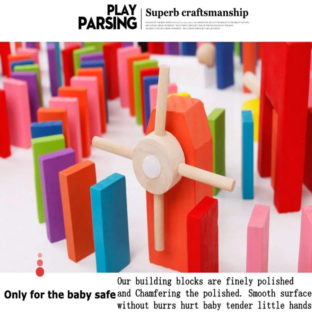 wooden Domino Blocks Set Colored Dominoes Kids Toys Educational Toys Wooden Domino Set For Children Gift