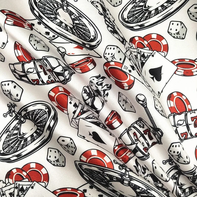 YH8-5823 Casino SO Cool American Style White Color Lining Polyester Soft Satin Digital Printed linings fabrics