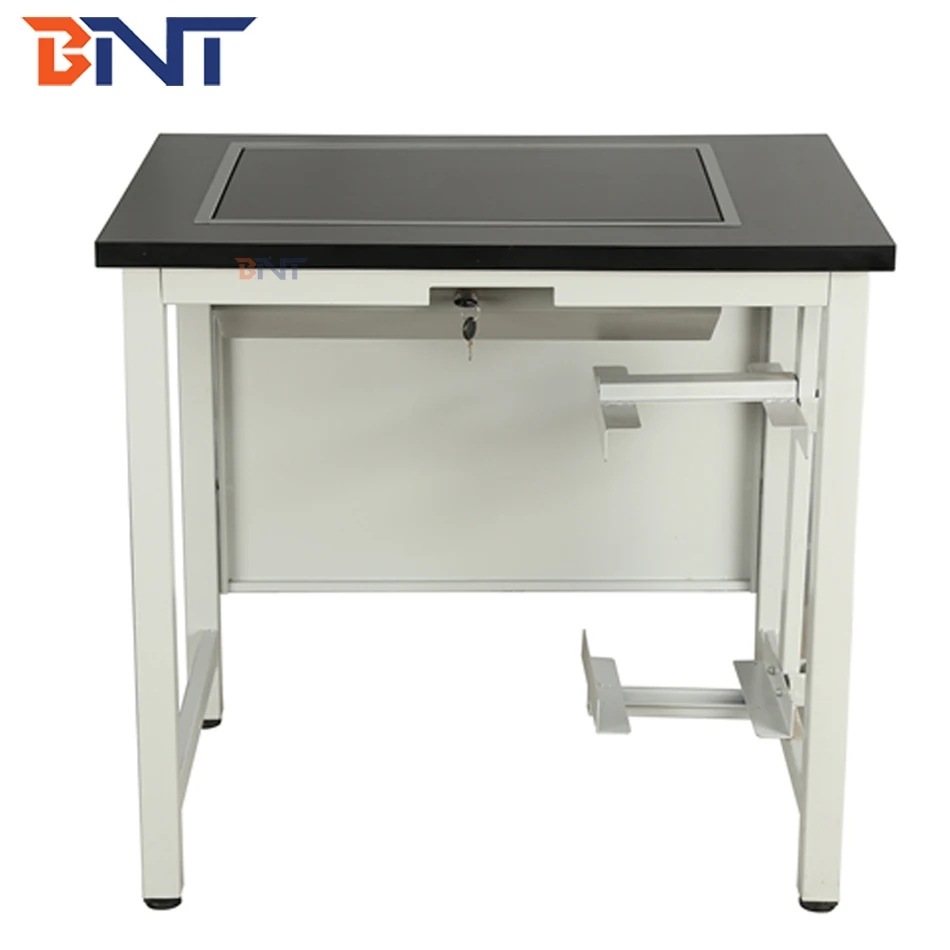Flip top monitor lockable case school computer desk for training center