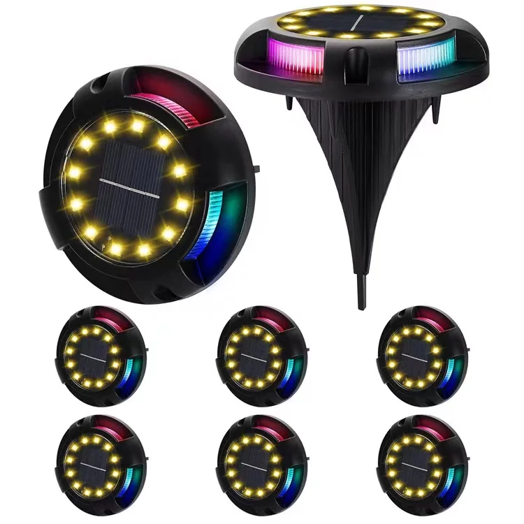 8 светодиодных водонепроницаемых красочных RGB солнечных заземленных ламп уличная садовая лампа
