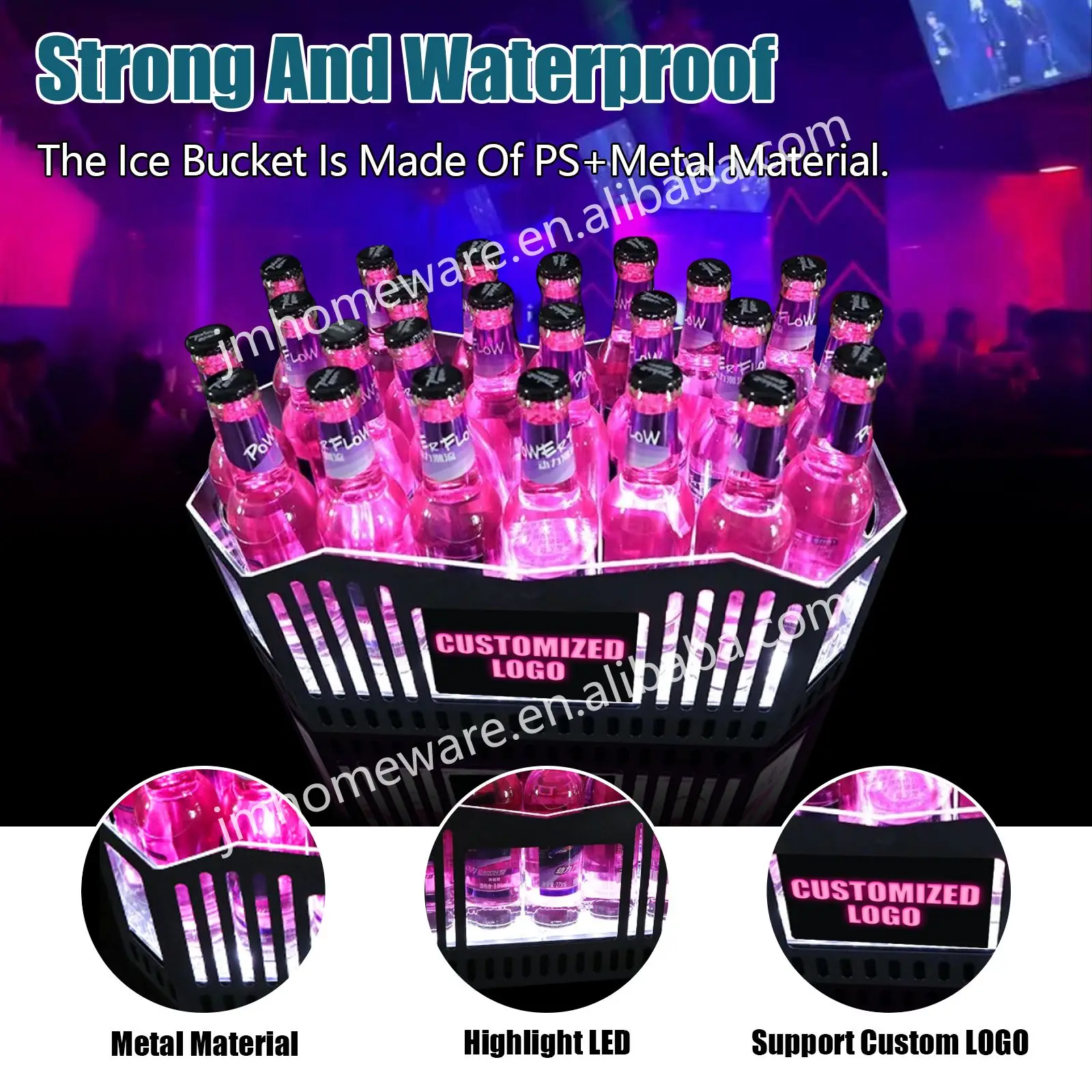 Modern Design Ktv Bar Custom Logo Ice Bucket Ice Buckets For Parties Plastic Ice Bucket