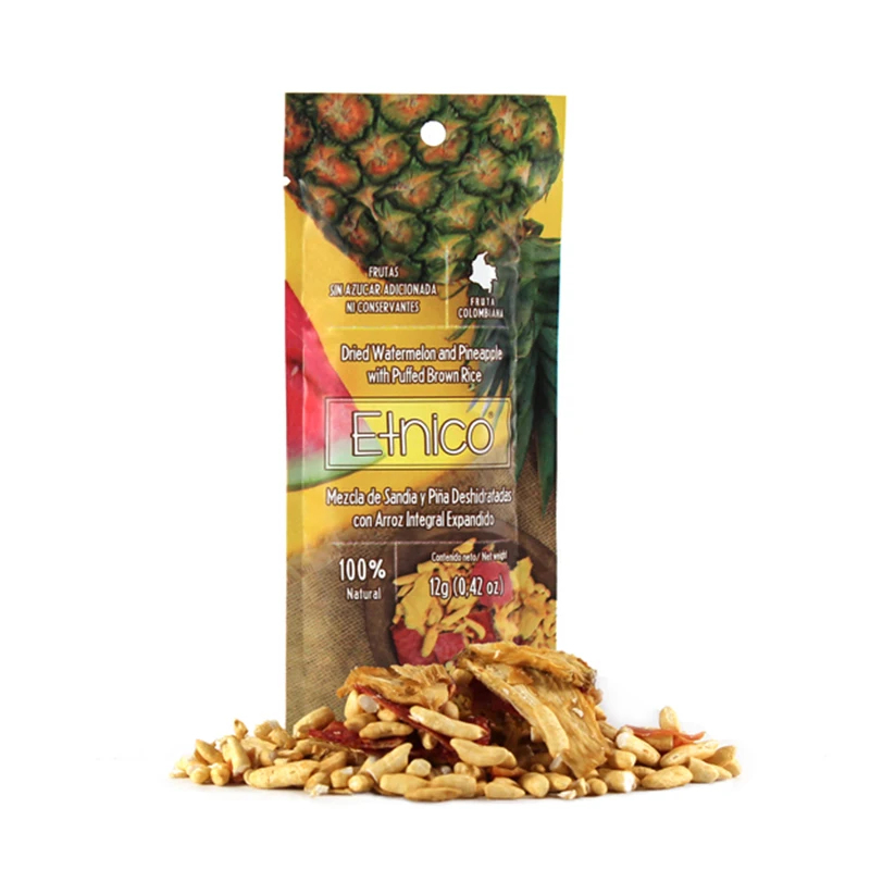 Healthy Crunchy Snack Dried Watermelon and Pineapple with Puffed Brown Rice Dired Fruit 12g