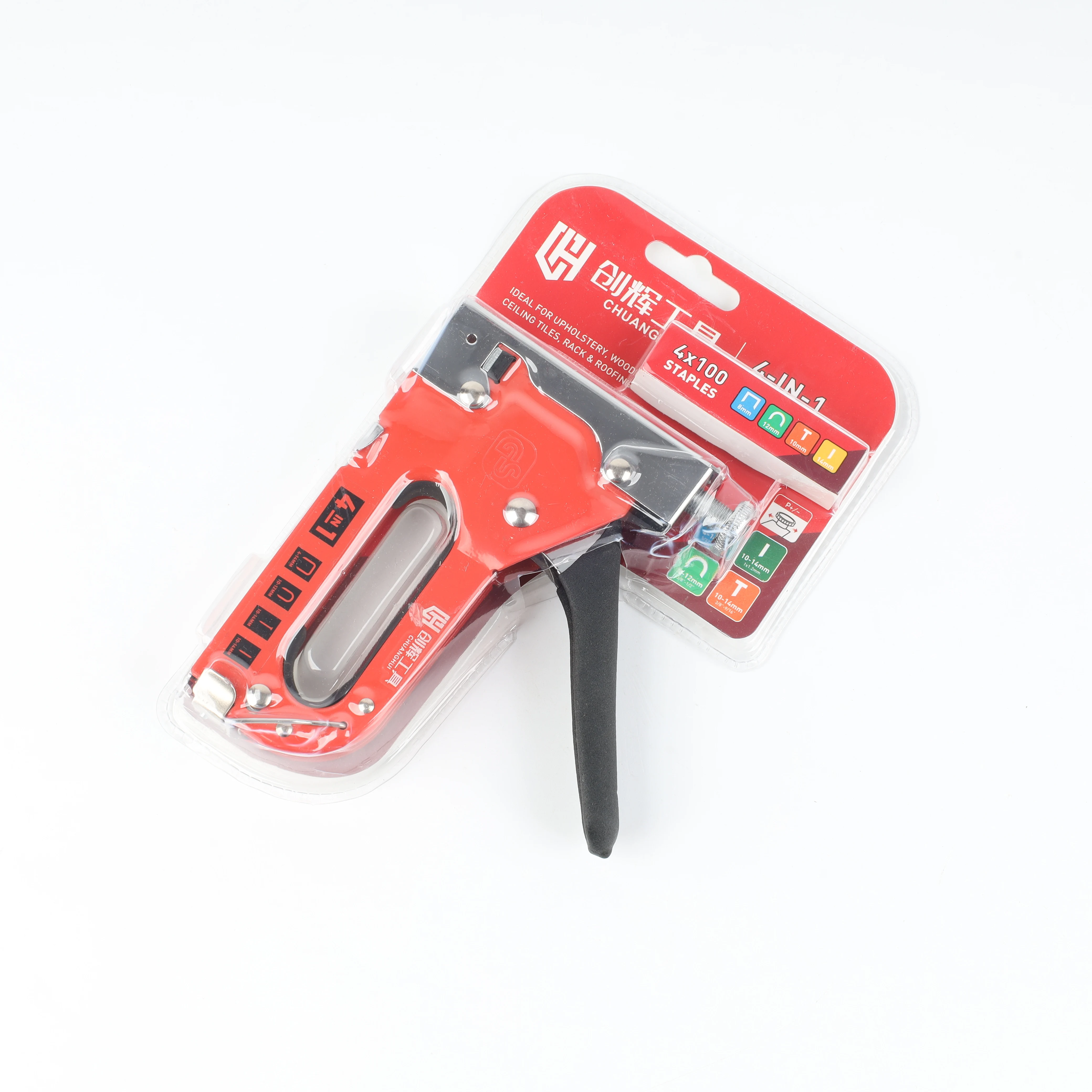 GS certification 400 nails for gun heavy duty 4 way 4-in-1 red steel manual staple gun