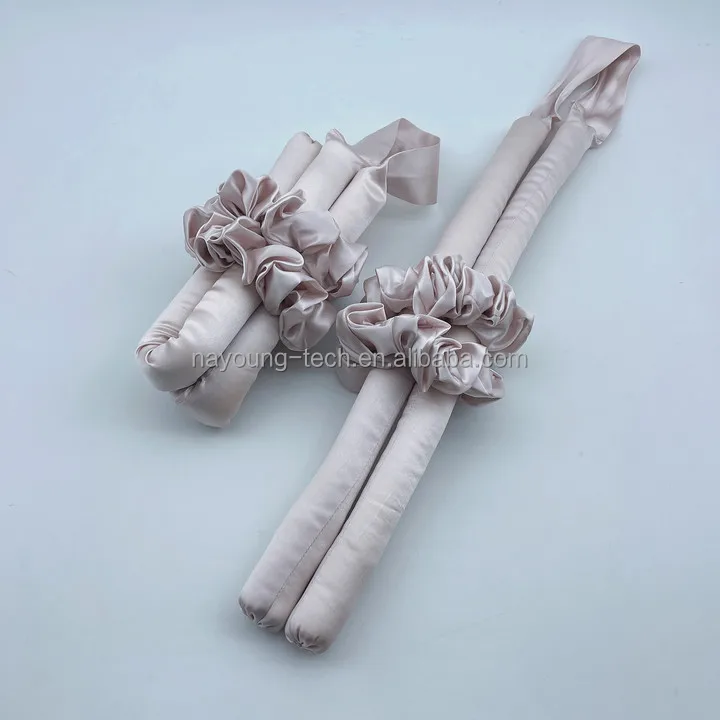 Custom logo Lazy Flexi Rods Magic Hair Curler Without Heat Soft Real Mulberry Silk Headband Curlers