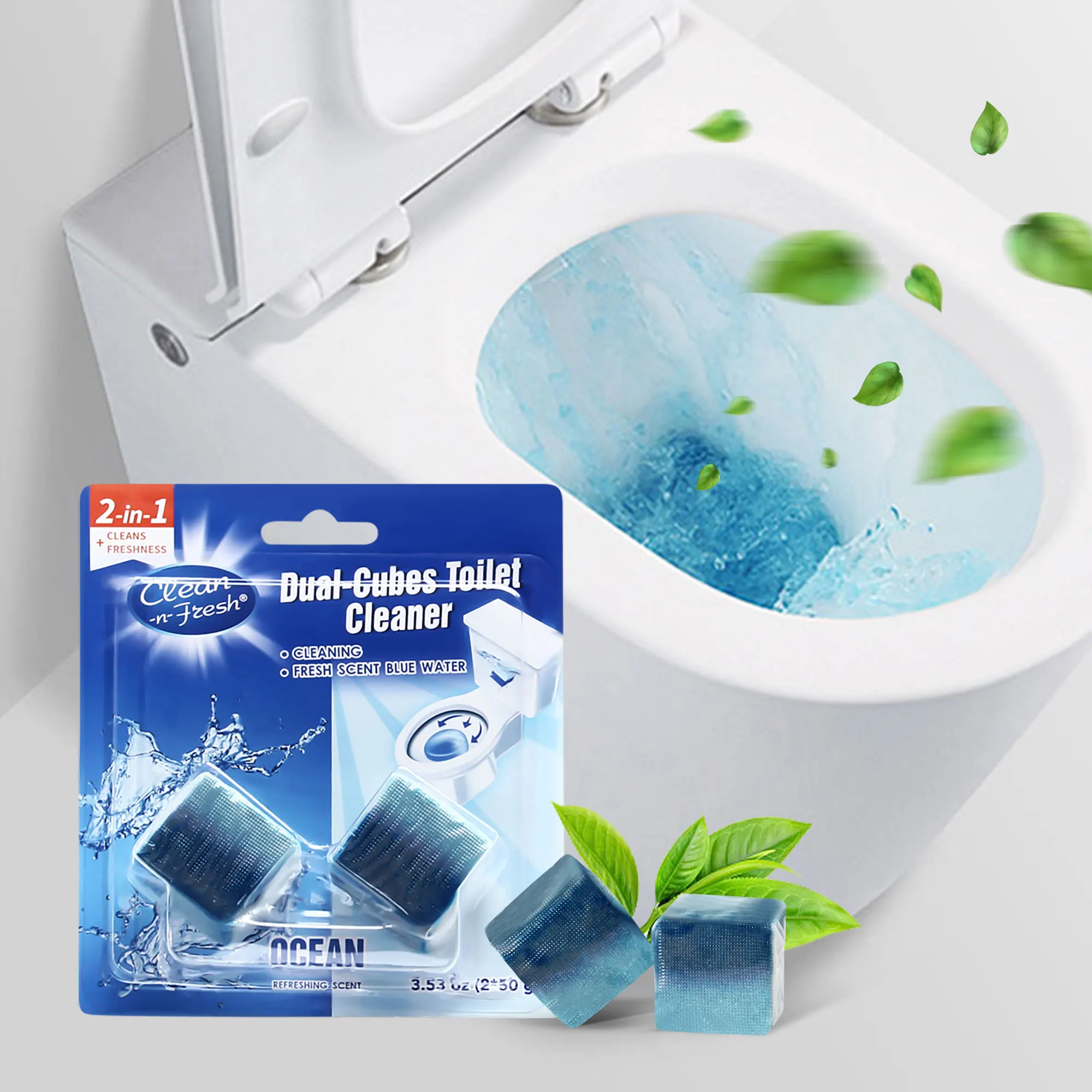 Long-Lasting Toilet Bowl Cleaner Tablets In-Tank Toilet Cleaner Duo-Cubes