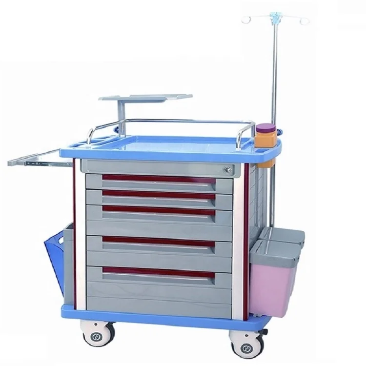 ET850 ICU медицинская тележка из АБС-пластика для оказания медицинской