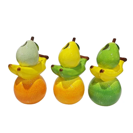 Decorative Flower Vase Fruit Sculpture Ceramic Banana Desktop Funky Fruit Vase Tabletop Lemon Vases for Home Decor
