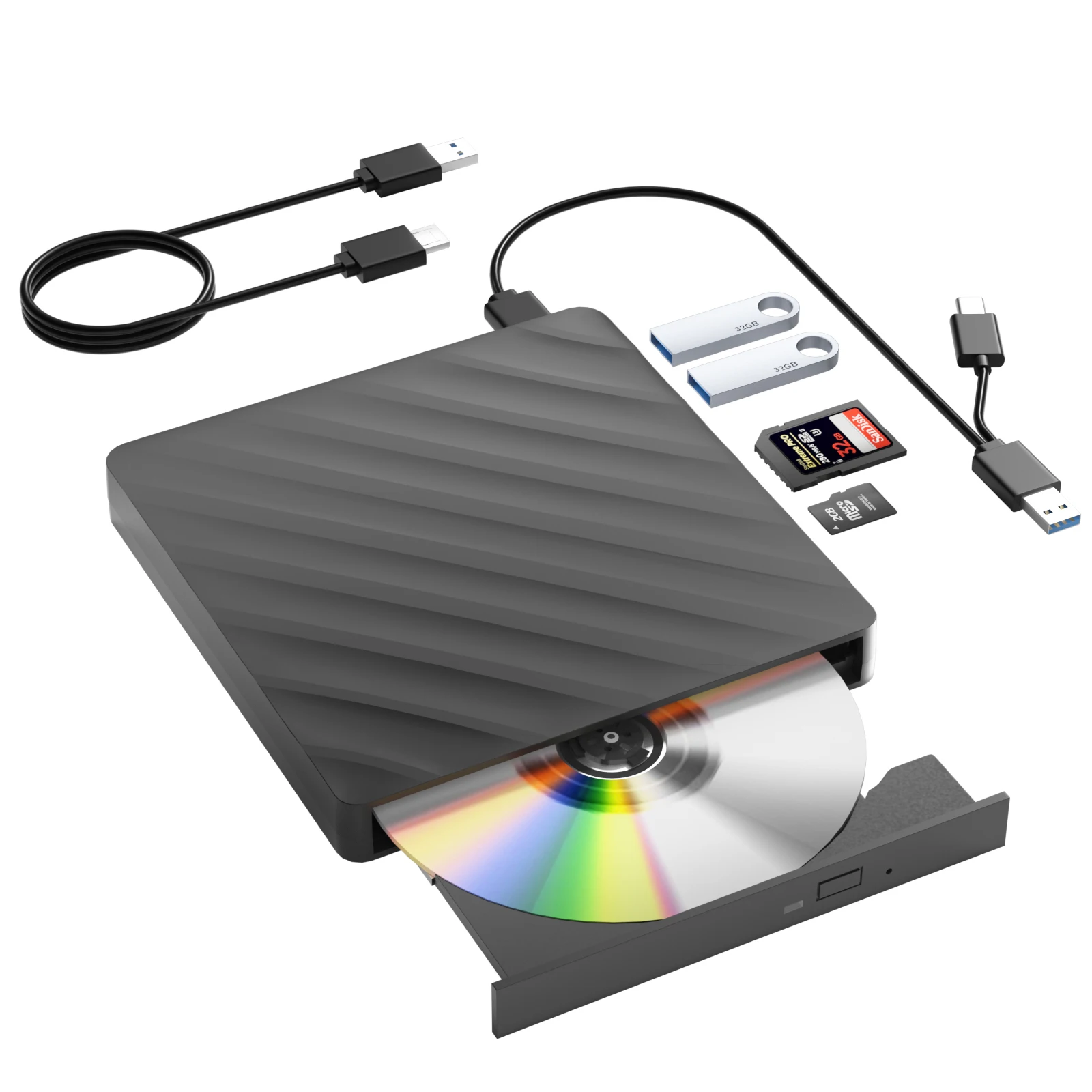 Multi-function external portable Blu-ray burning optical drive can burn cd/dcd/bd write cd/dvd support 50G bd disc read