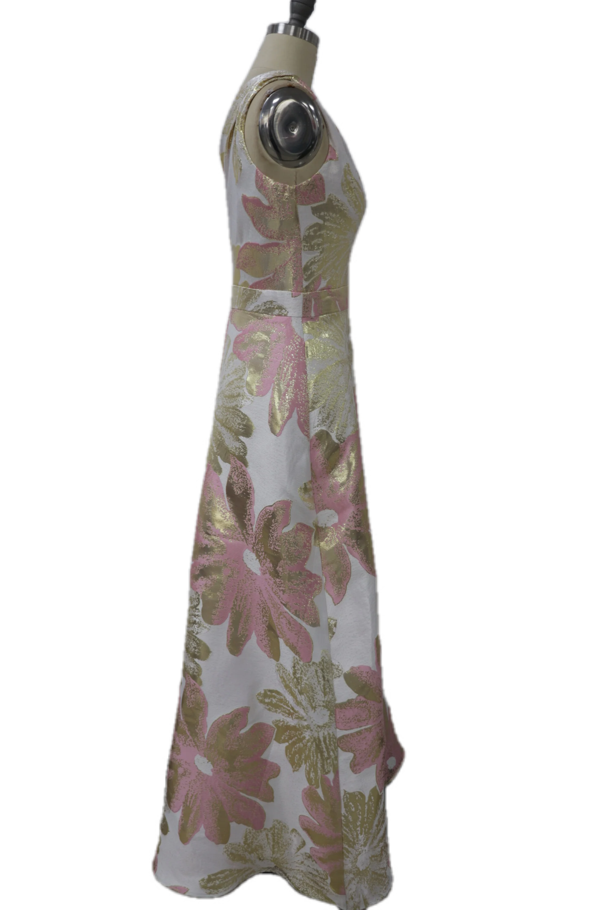 
Middle East Latest One Shoulder Maxi Prom Dress Long Gown Gold Jacquard Party Evening Dress 