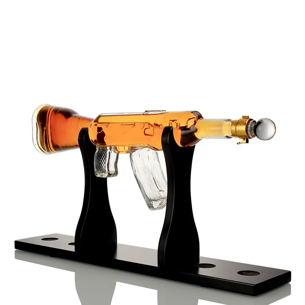 AK47 Gun Shape Borosilicate Glass Bottle With Bullet Drink Bottle whiskey  decanter gun shaped alcohol bottle
