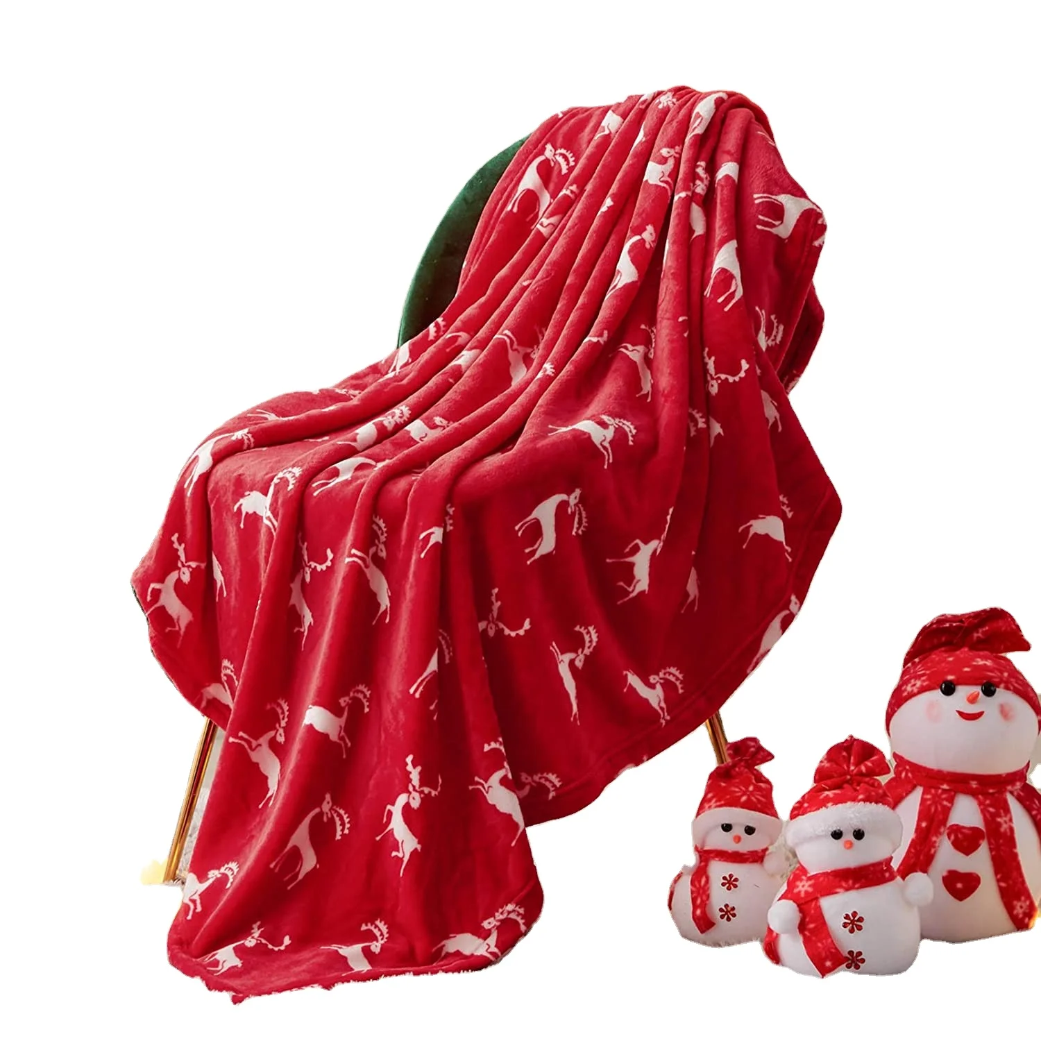 Customize Low Price High Quality Knitted Flannel And Double Christmas Blanket